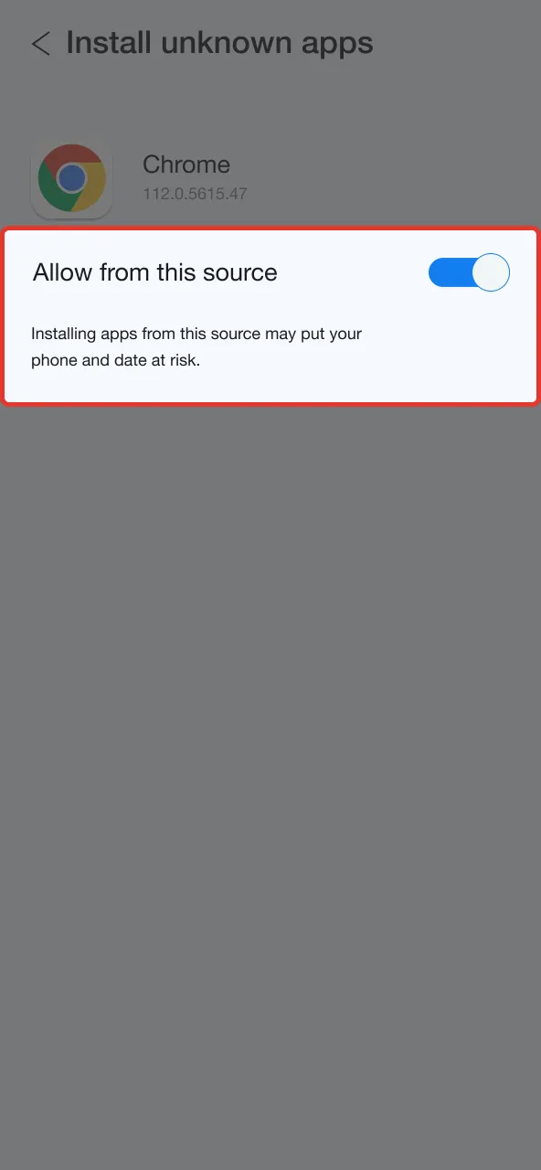Allow Megapari APK in phone settings.