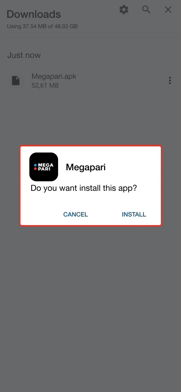 Megapari file loading on your device.