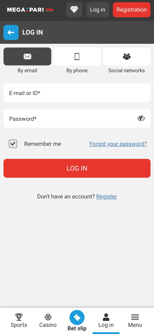 Megapari login or sign-up for users.